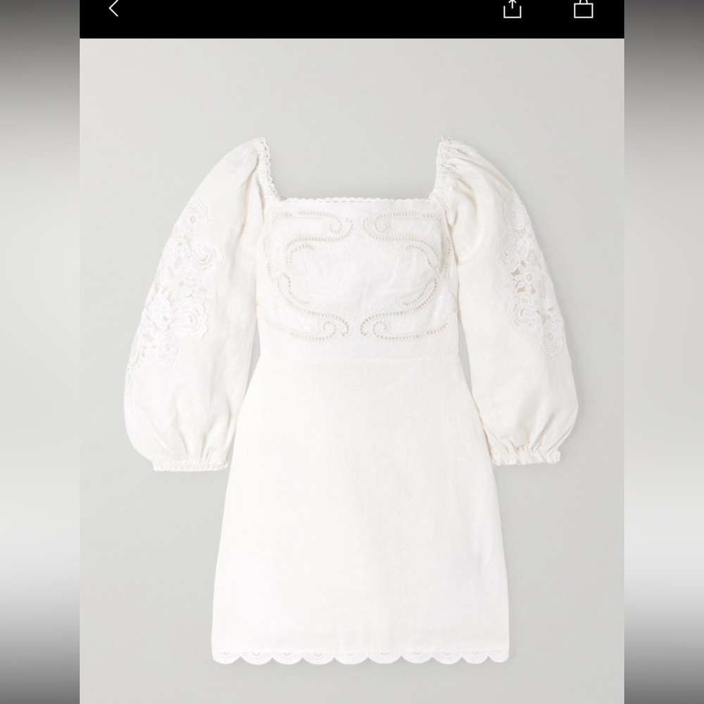 Farm Rio Off-White Embroidered Euroflax™ Premium Linen Mini Dress - Picture 3 of 8